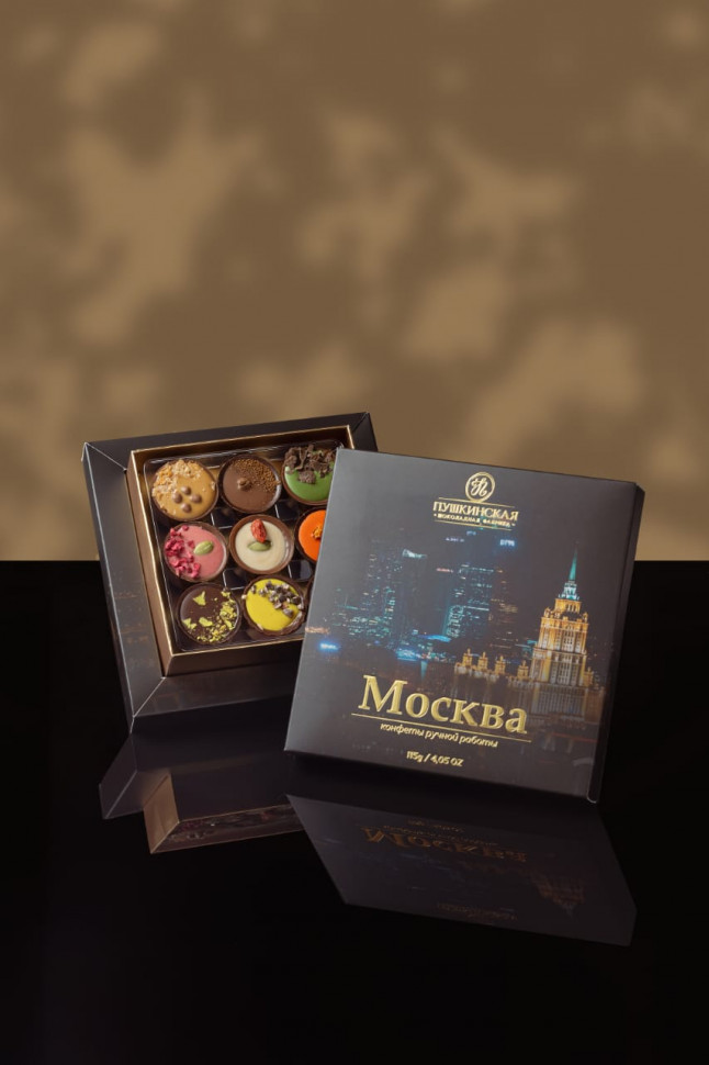  Пушкинская фабрика Конфеты Ассорти (Москва), 115г(чёрная коробка) в Нижнем Новгороде