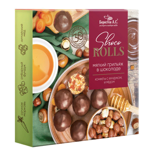  Берестов Shoco Rolls конфеты с фундуком, цукатами моркови  и медом 135г  в Нижнем Новгороде